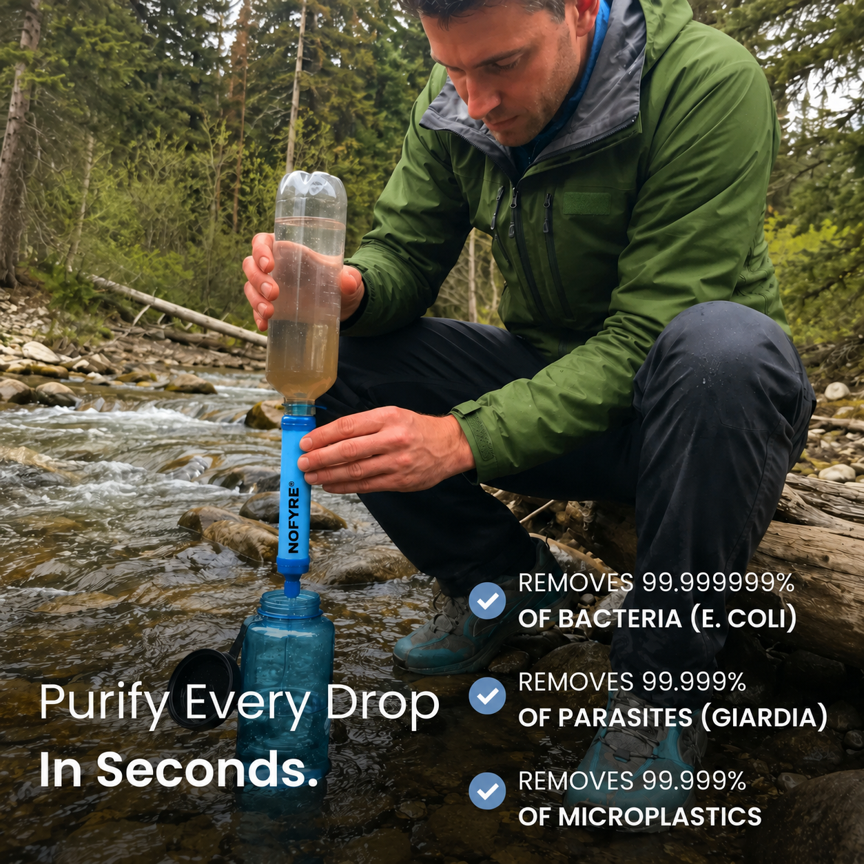NOFYRE™ Emergency Water Filter Straw (400 gal)