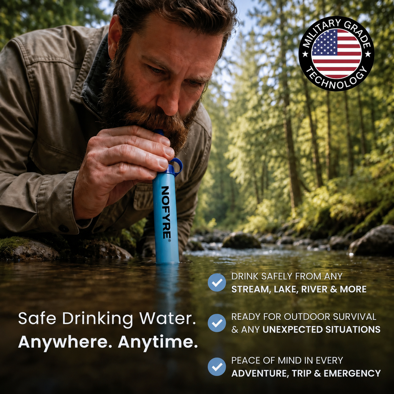 NOFYRE™ Emergency Water Filter Straw (400 gal)