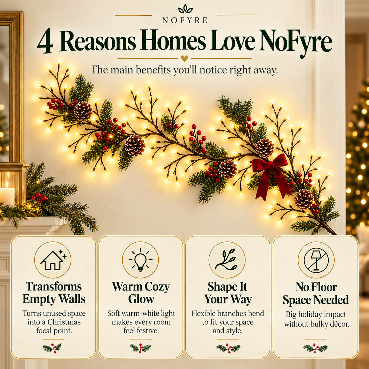 NoFyre LumaBranch™ — Flexible Warm White Wall Lights