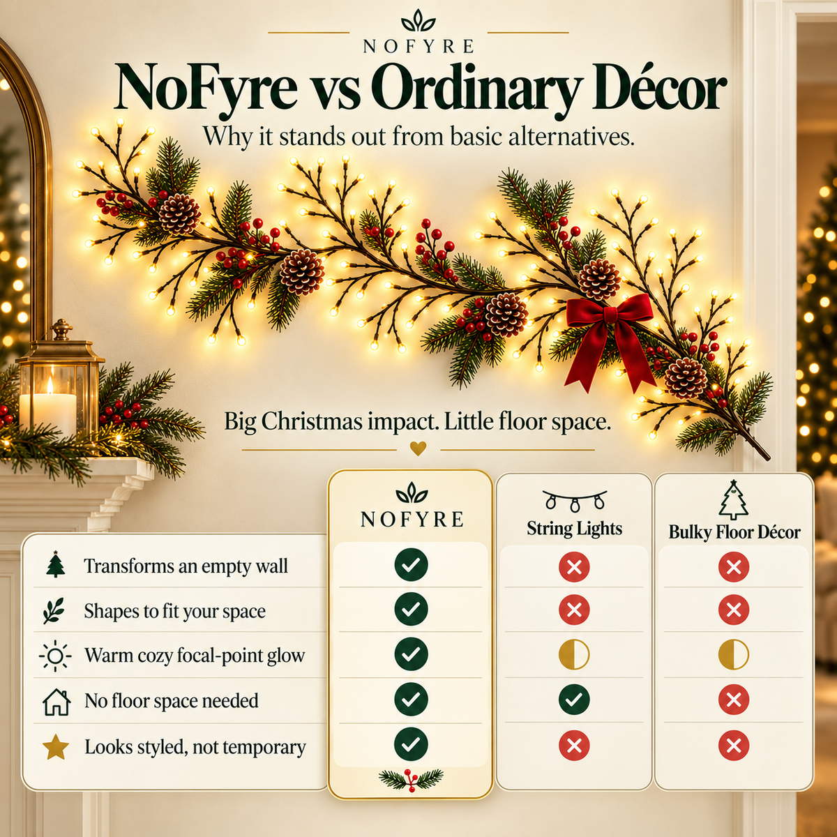 NoFyre LumaBranch™ — Flexible Warm White Wall Lights