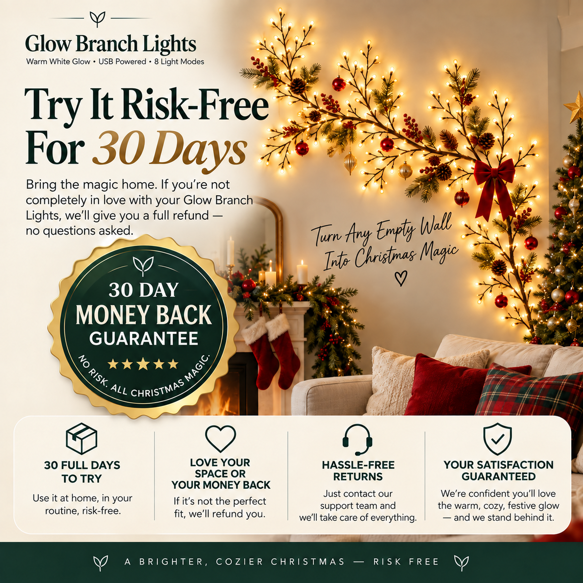 NoFyre LumaBranch™ — Flexible Warm White Wall Lights